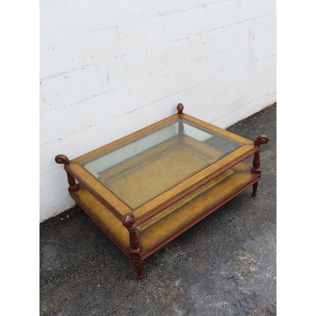 Maitland Smith Glass Top and Leather Cocktail Coffee Table 6333 For Sale - Image 13 of 15