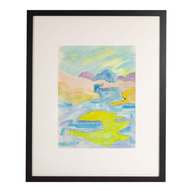 Abstract Watercolor Landscape Painting by Harry Hilson For Sale
