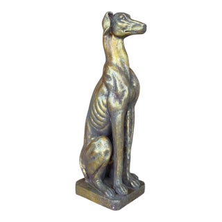 Vintage Cast Resin Greyhound Sculpture Statue With Gilt Finish Mid-20th Century For Sale
