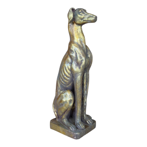 Vintage Cast Resin Greyhound Sculpture Statue With Gilt Finish Mid-20th Century