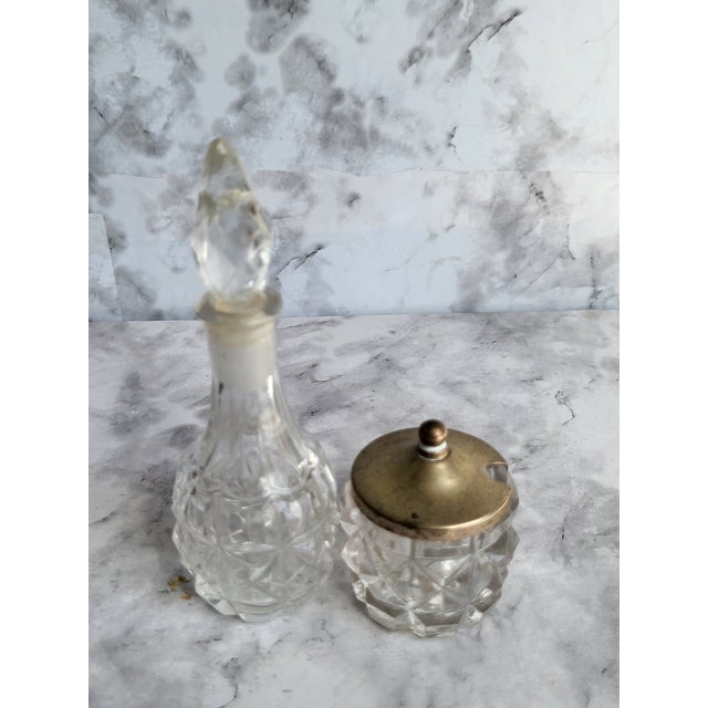 1940s Victorian-Style Brass Glass Condiment Set - 5 pcs For Sale - Image 11 of 13