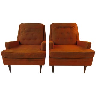 Pair of 1950s Upholstered Lounge Chairs For Sale