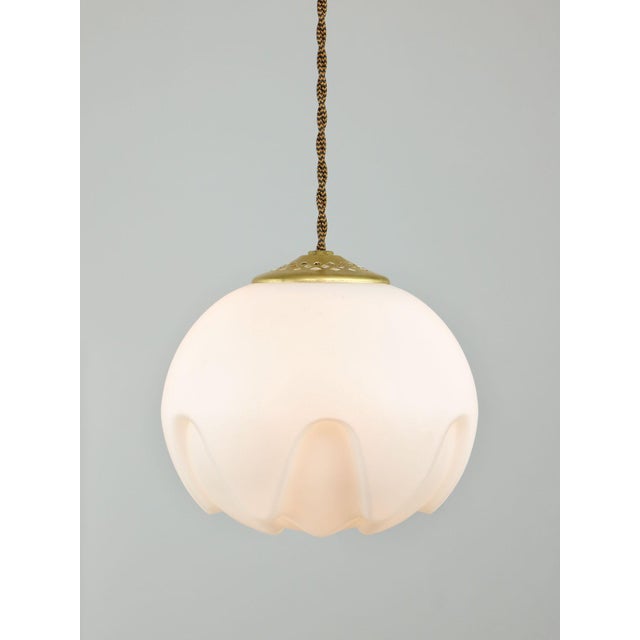 Mid-Century Modern Italian Pendant Lamp in Brass and Opaline For Sale - Image 15 of 15