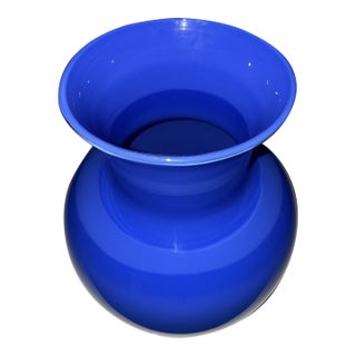 1983 Venini Cinesi Cobalt Blue Murano Glass Vase by Carlo Scarpa, Made in Italy For Sale