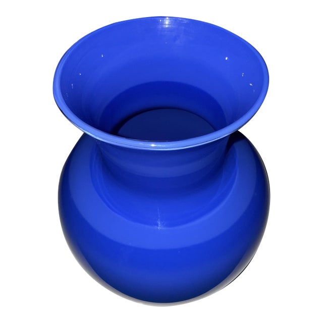 1983 Venini Cinesi Cobalt Blue Murano Glass Vase by Carlo Scarpa, Made in Italy For Sale