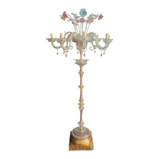 1950s Venetian Murano Glass Floral Floor Lamp, Multicolor For Sale