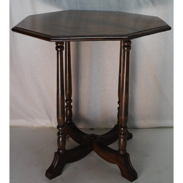 1930s 1930s American Walnut Hexagonal Victorian Style Center Table in Solid Wood For Sale - Image 5 of 12