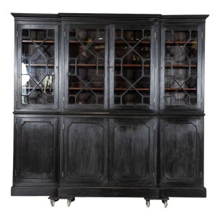 19th Century English Monumental Ebonised Mahogany Bookcase For Sale