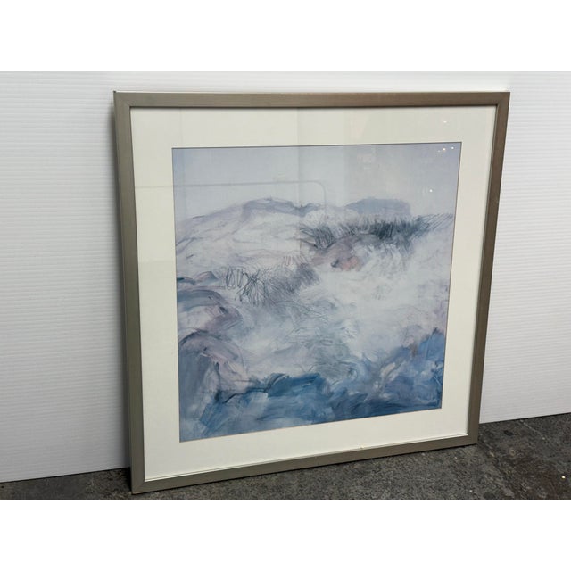 Design Plus Gallery presents a Contemporary Art Print. The piece showcases layered blue and white brush strokes that are...