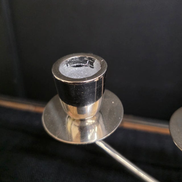 Vintage Silver Candelabra Grandmillennial Table Centerpiece For Sale - Image 9 of 18