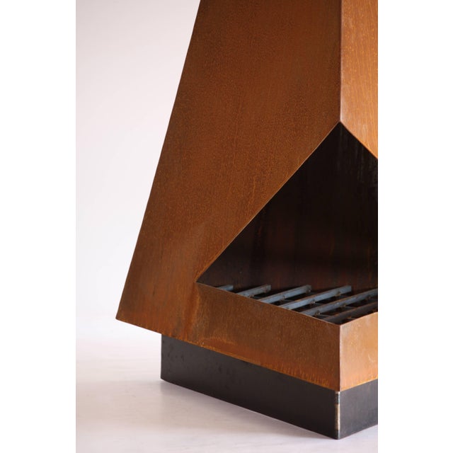 Metal Modern Steel Fire Pit Chiminea Outdoor Fireplace For Sale - Image 7 of 14