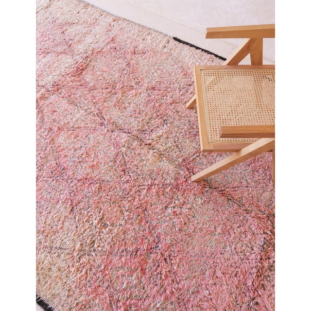 Textile Soft Blush Pink Moroccan Wool Rug - 11.4 X 6.6 Ft For Sale - Image 7 of 9