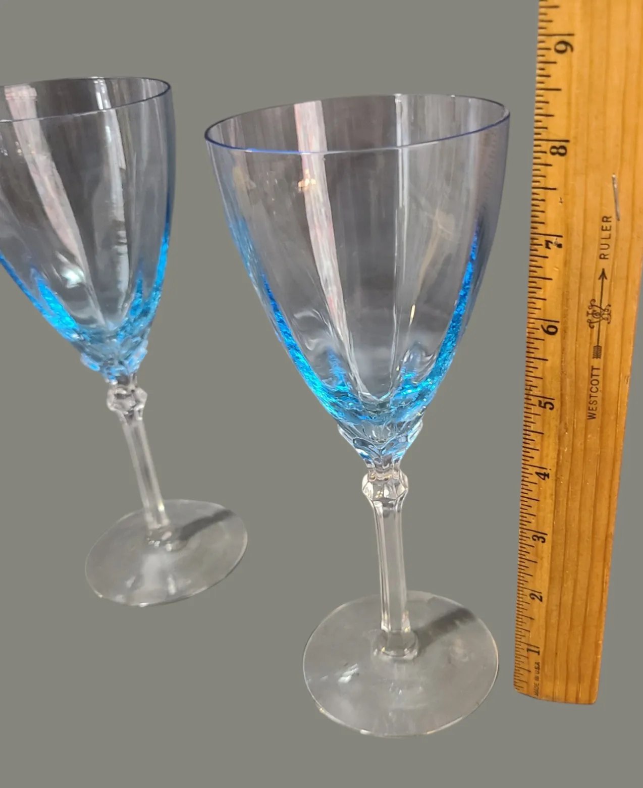 Vintage Fostoria Fairfax Azure Blue Clear Stem Wine Glasses- Set of 4 |  Chairish