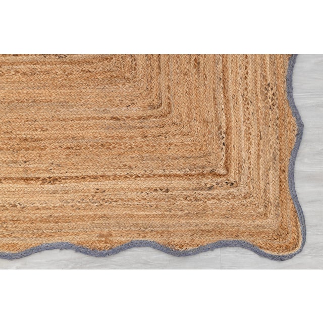 2x4Ft. Grey Wave Scallop Jute Rug For Sale - Image 4 of 12