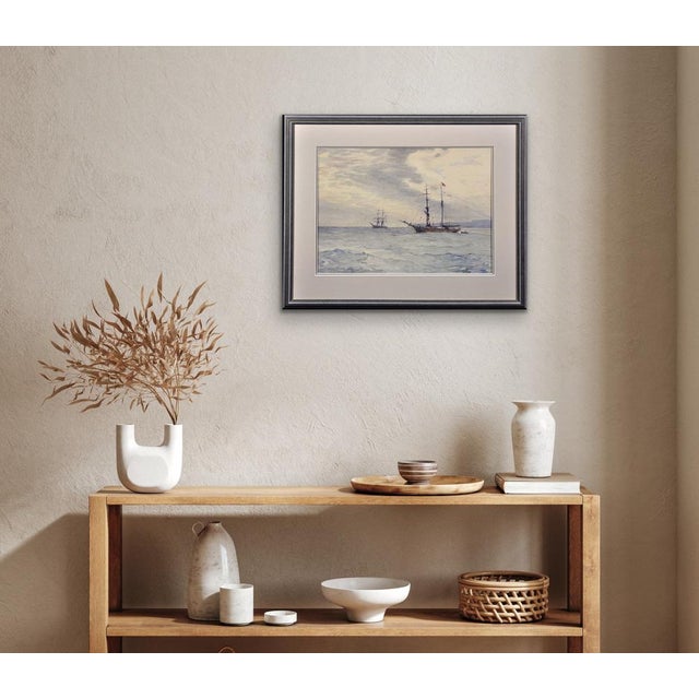 Charles Adderton, Norwegian Barques at Anchor, Lyme Bay, Devon and Dorset, 1890s-1910s, Watercolor For Sale - Image 15 of 18