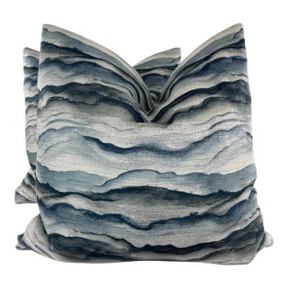 Cloud Velvet in Teal 22" Pillows-A Pair For Sale