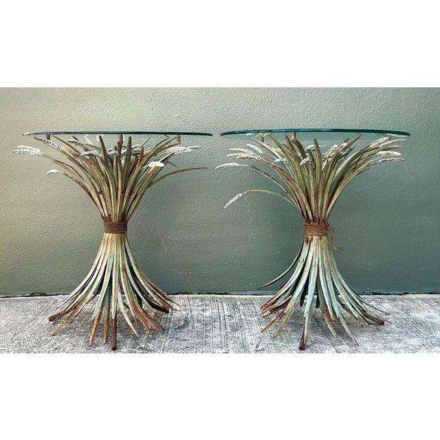 Bronze Vintage Patinated Sheath of Wheat Side Tables - A Pair For Sale - Image 8 of 12
