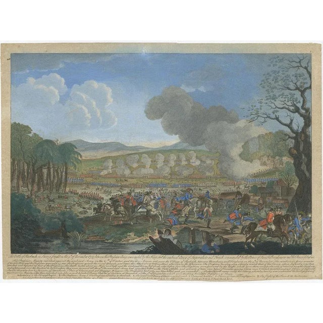 Antique print titled 'The Battle of Rosbach in Saxony, fought on the 5th of November 1757 (\.)'. Antique print depicting...