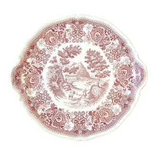 Vintage Pink Burgenland Ceramic Serving Platter with Handles from Villeroy & Boch, 1950s For Sale