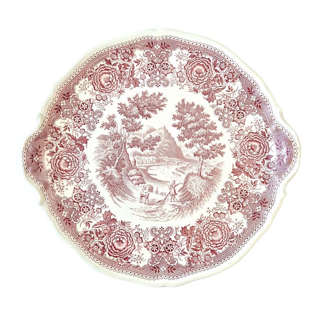Vintage Pink Burgenland Ceramic Serving Platter with Handles from Villeroy & Boch, 1950s For Sale