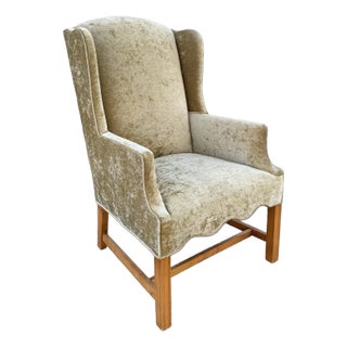 Georgian Scalloped Wingback Chair For Sale