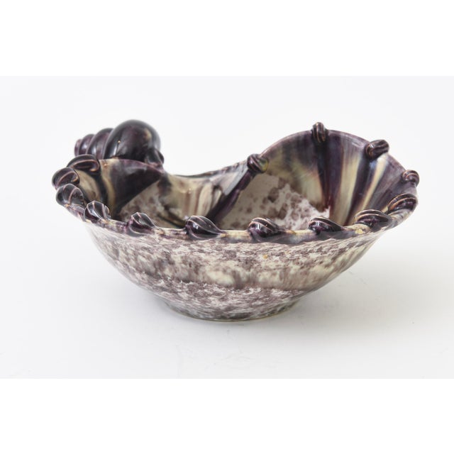 Purple Vintage Italian Coastal Glazed Ceramic Snail Bowl, Purple, Champagne, Off White, 1960's For Sale - Image 8 of 12