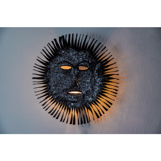 Brutalist Large Sun Sconce, Spain, 1970s For Sale - Image 4 of 10