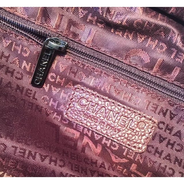 Chanel Burgundy Caviar Leather Square Quilted Handbag Tote For Sale - Image 9 of 9