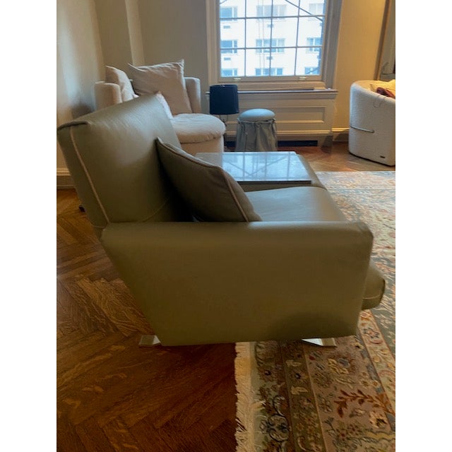 Gamma Arredamenti Modern Armchair With End Table and Matching Ottoman For Sale - Image 4 of 11