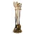 Mid-Century French Brass and Iron Five-Piece Fireplace Tool Set For Sale