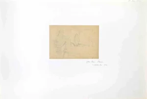Jean-Luis Forain, Man in the Mirror, Pencil Drawing, Late 19th Century