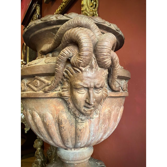 Large Antique Terracotta Vase Jardinière with Medusa Handle, 1600s For Sale - Image 16 of 18
