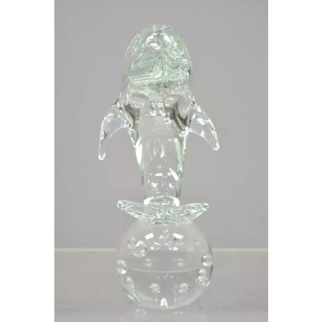 Royal Gallery Italian Crystal Glass 12" Dolphin Fish Sculpture Murano Style For Sale - Image 9 of 10