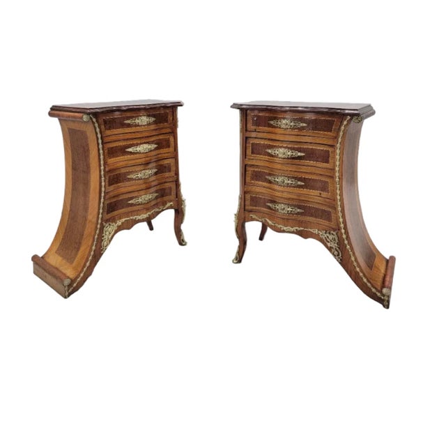 Mid 20th Century Vintage French Renaissance Revival Flared Legs Side Cabinets, A Pair For Sale - Image 5 of 7