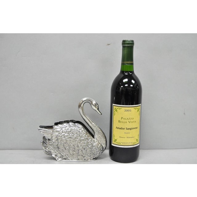 Vintage Art Nouveau Style Godinger Italy 1984 Silver Plated Swan Bird Napkin/Letter Holder. Circa Late 20th Century....