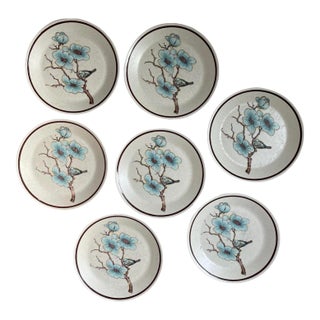 Mid 20th Century Softwind Stoneware by Temperware - A Wedgwood Company - 8” Plates - Set of Seven (7) For Sale