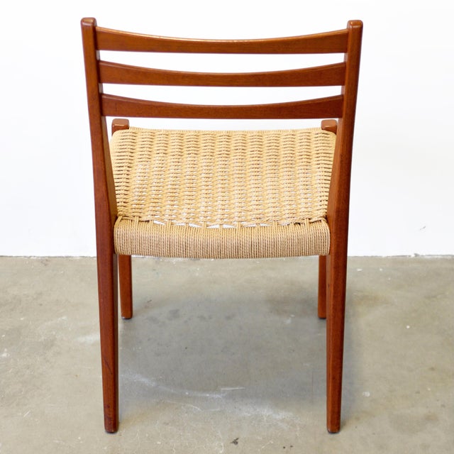 1950s Svegards Markaryd Set of 4 Teak Dining Chairs With Danish Cord Seats For Sale - Image 11 of 14