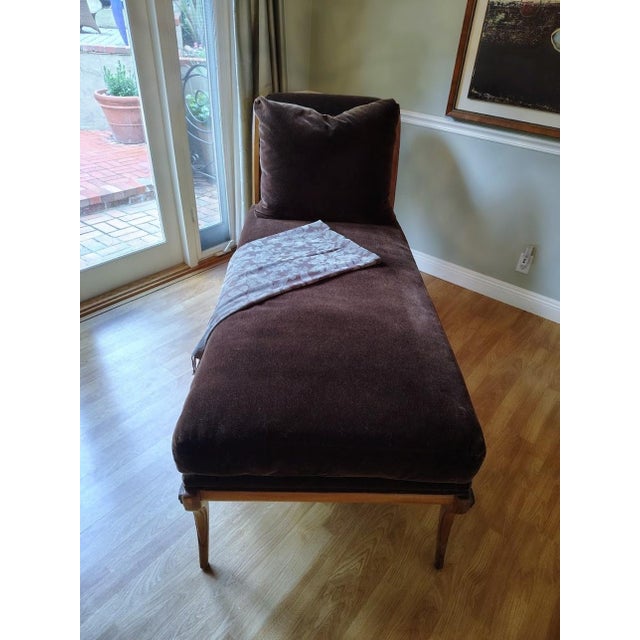 Klismos Chaise in Brown Mohair For Sale - Image 4 of 16