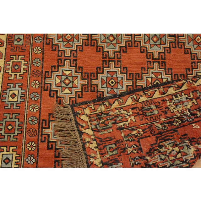 Beige Rustic Soumak Orange/Beige Wool Rug - 3'1'' X 5'0'' For Sale - Image 8 of 10