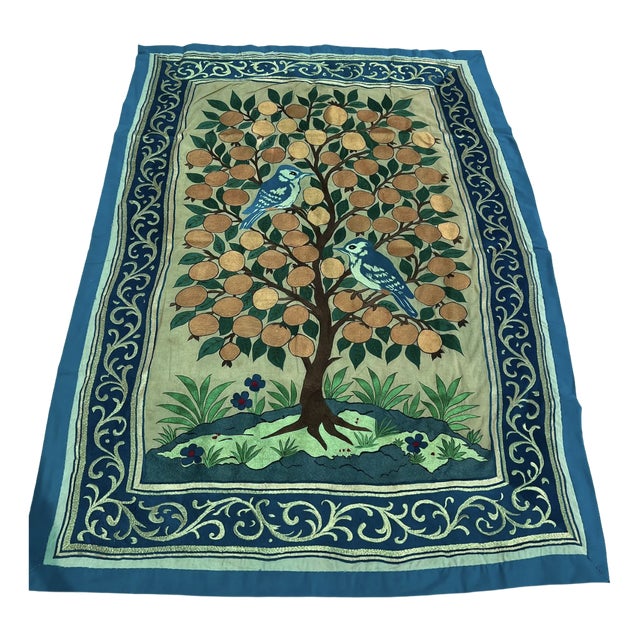 Vintage Boho Silk Wall Hanging, 1980s For Sale