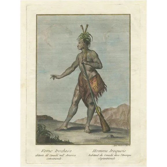 Teodoro Viero, Iroquois Warrior Native of Northern Canada, 1783, Engraving For Sale