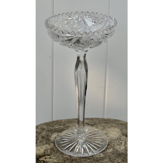 Vintage (1940's) Tall Compote Pedestal Bowl made of Cut Crystal. The Measurements: 6" Diam. x 12"H. Flat Rate Shipping $30
