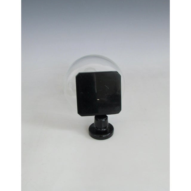 1930s Art Deco Era Clear Glass Ball Decanter With Onyx Glass Base and Stopper For Sale - Image 4 of 12