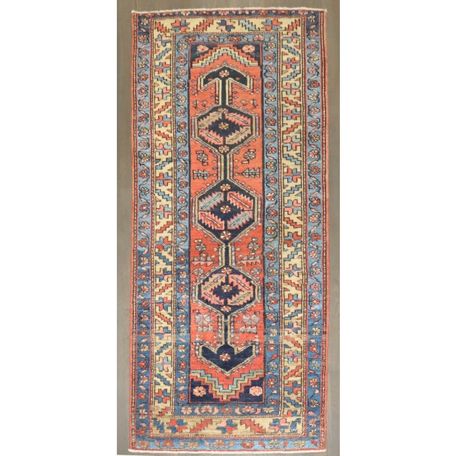 Blue Antique Zabihi Collection Persian Heriz Runner - 2'11" x 6'6" For Sale - Image 8 of 9