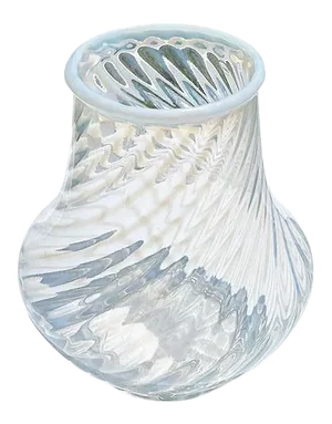 Round Candy Cane Glass Hobbs Opalescent White Vase