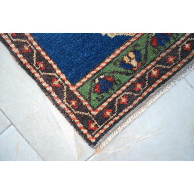Textile Vintage Turkish Small Rug Hand Knotted Mat - 1'9" X 3'7" For Sale - Image 7 of 9