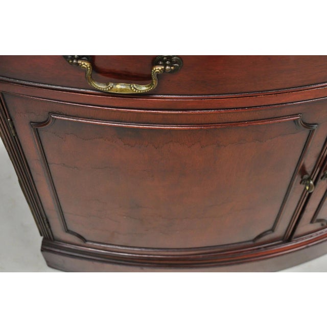 Brown Vintage Morganton Duncan Phyfe Mahogany Bow Front Corner China Cabinet Curio For Sale - Image 8 of 17