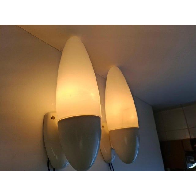 Czechoslovak Space Age Milk Glass and Bakelite Wall Sconces, 1960s, Set of 2 For Sale - Image 16 of 18