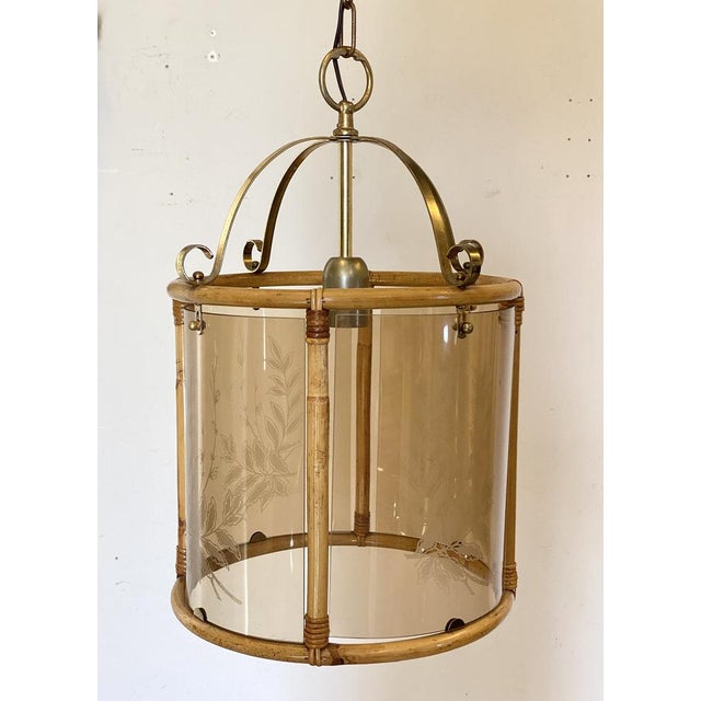 Vintage Bamboo Lantern Hanging Light, 1980s For Sale - Image 6 of 7