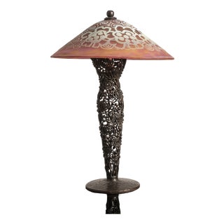 French Art Deco Table Lamp by Edgar Brandt and Daum, 1920s For Sale